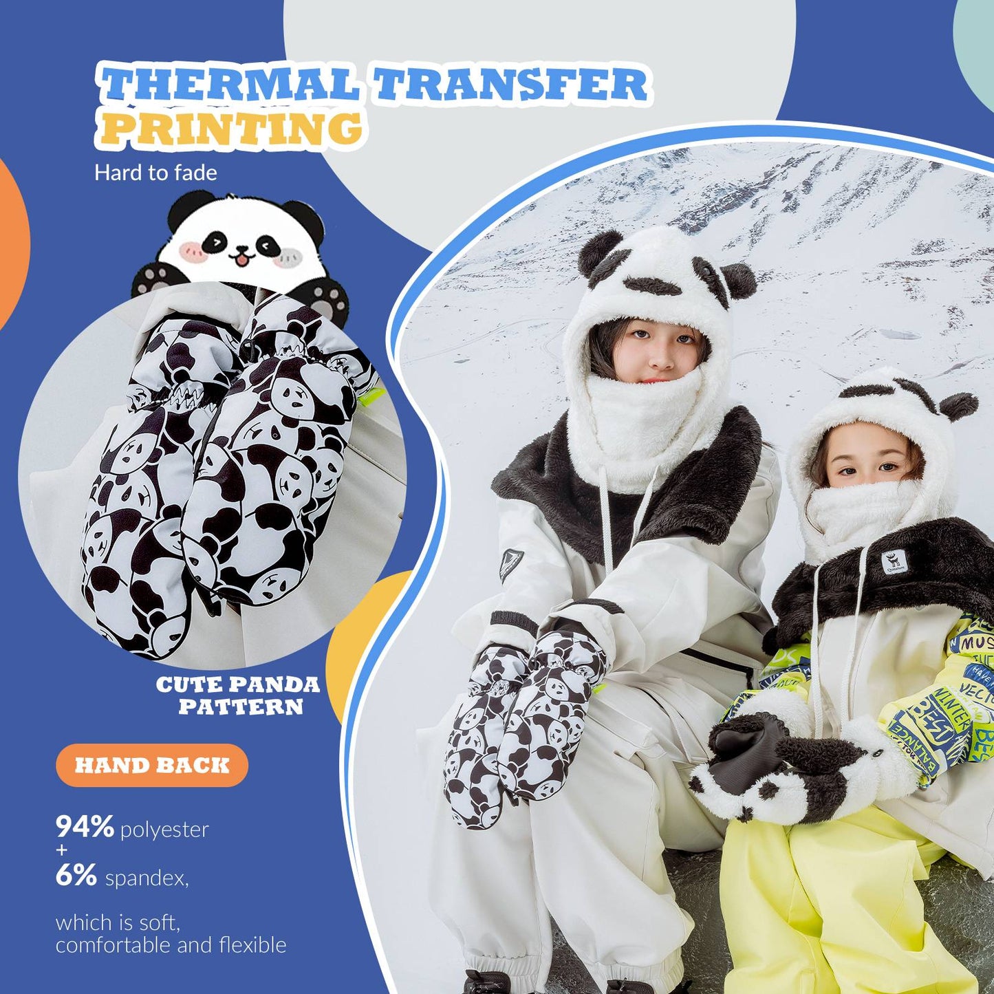 Vaikiškos pirštinės, neperšlampamos, šiltos sniegui ir slidinėjimui, „Quanture“