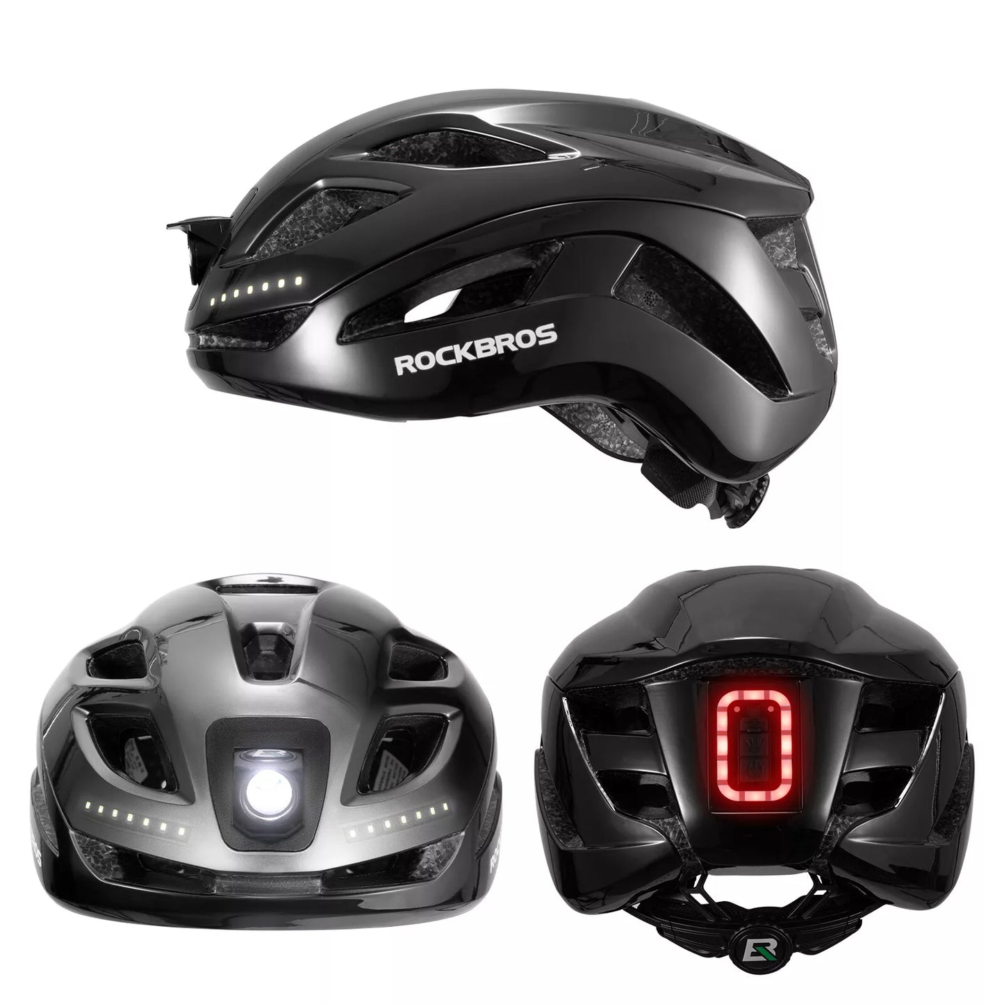 Casco da bicicletta ROCKBROS casco da bici con spia di sicurezza casco protettivo 57-61 cm