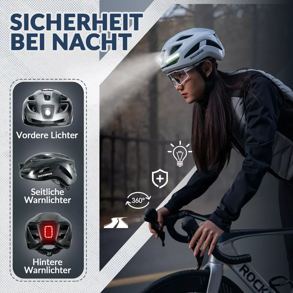 Casco da bicicletta ROCKBROS casco da bici con spia di sicurezza casco protettivo 57-61 cm