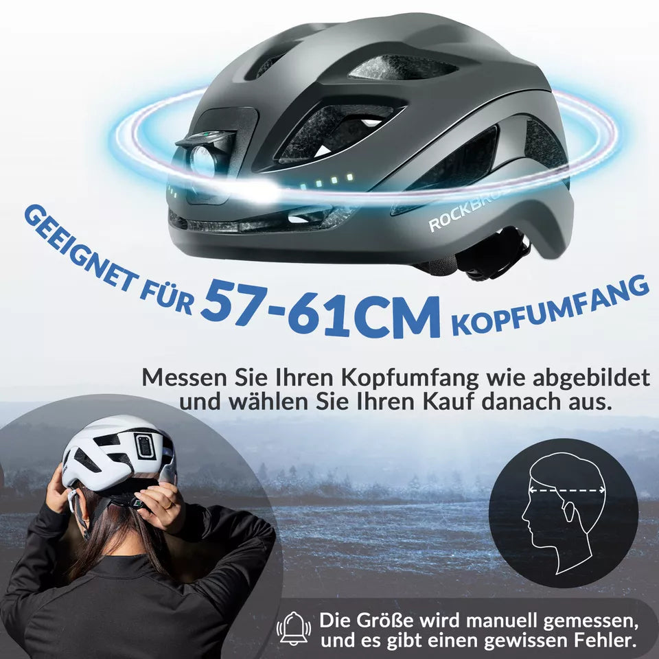 Casco da bicicletta ROCKBROS casco da bici con spia di sicurezza casco protettivo 57-61 cm